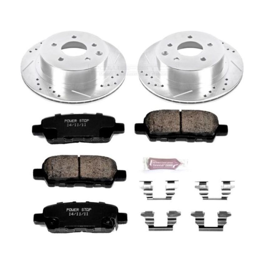 PowerStop K6761 Z23 Daily Driver Carbon-Fiber Ceramic Brake Pad and Drilled & Slotted Rotor Kit