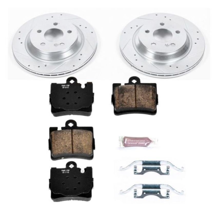 PowerStop K6201 Z23 Daily Driver Carbon-Fiber Ceramic Brake Pad and Drilled & Slotted Rotor Kit