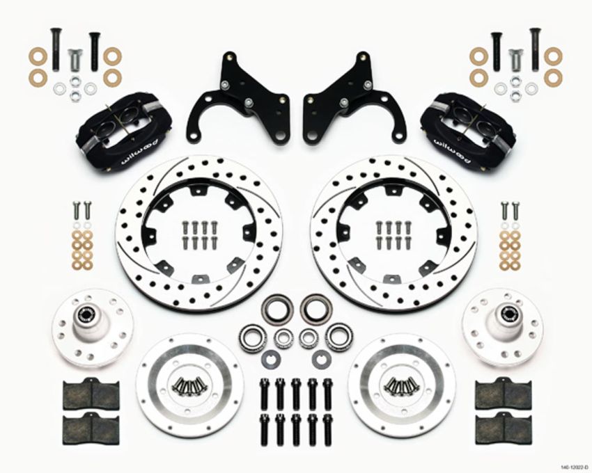 Wilwood 140-12022-D Forged Dynalite Front Kit 12.19in Drilled 65-68 Chevy Impala -Drum Spindle