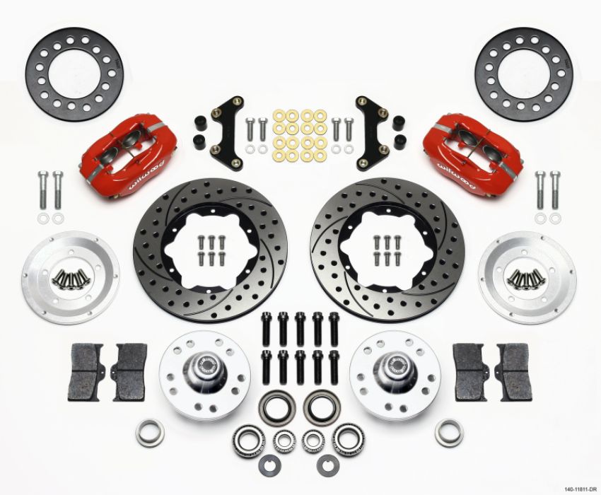 Wilwood 140-11811-DR Forged Dynalite Front Kit 11.00in Drill-Red 49-54 Chevy / 53-62 Corvette