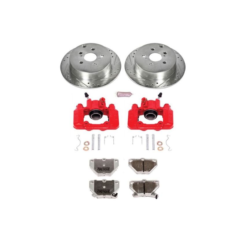 PowerStop KC2318-26 Z26 Street Performance Ceramic Brake Pad, Drilled Slotted Rotor, and Caliper Kit