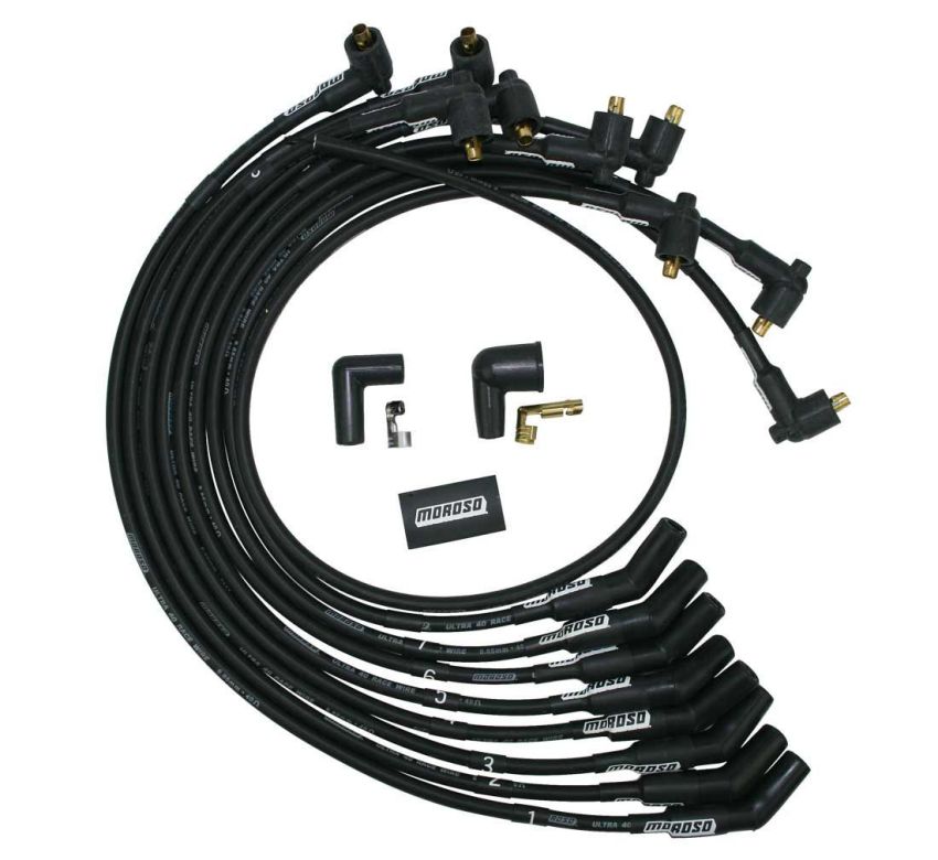Moroso 73719 Ford 289-302 Ignition Wire Set - Ultra 40 - Unsleeved - Non-HEI - Under Header - Black