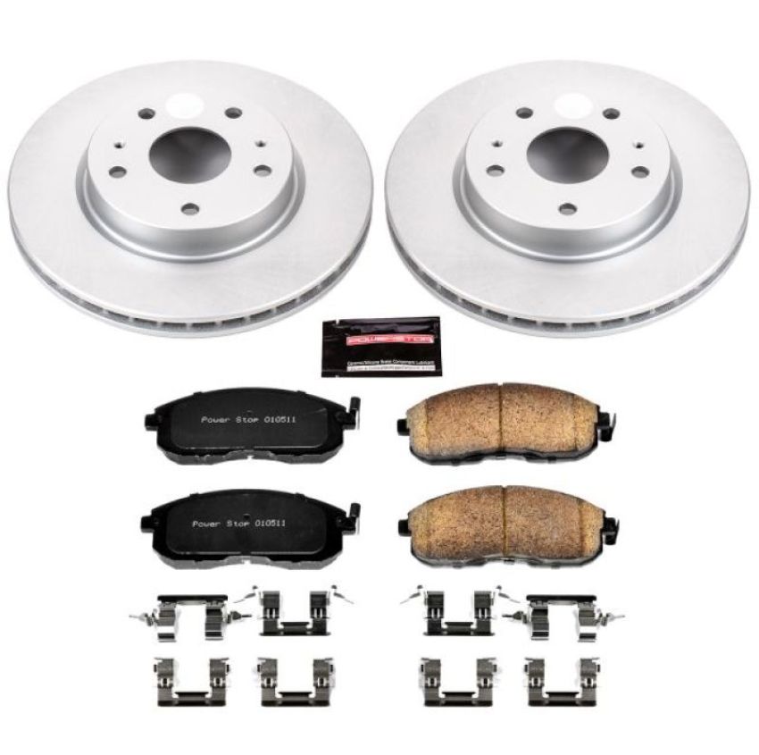 PowerStop CRK5887 Genuine Geomet Coated Rotor and Low-Dust Ceramic Brake Pad Kit