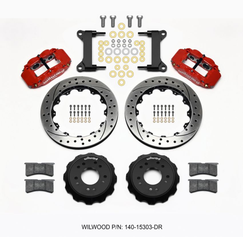 Wilwood 140-15303-DR Narrow Superlite 6R Front Hat Kit 13.06 Drilled Red 63-87 C10 w/  Pro Spindles