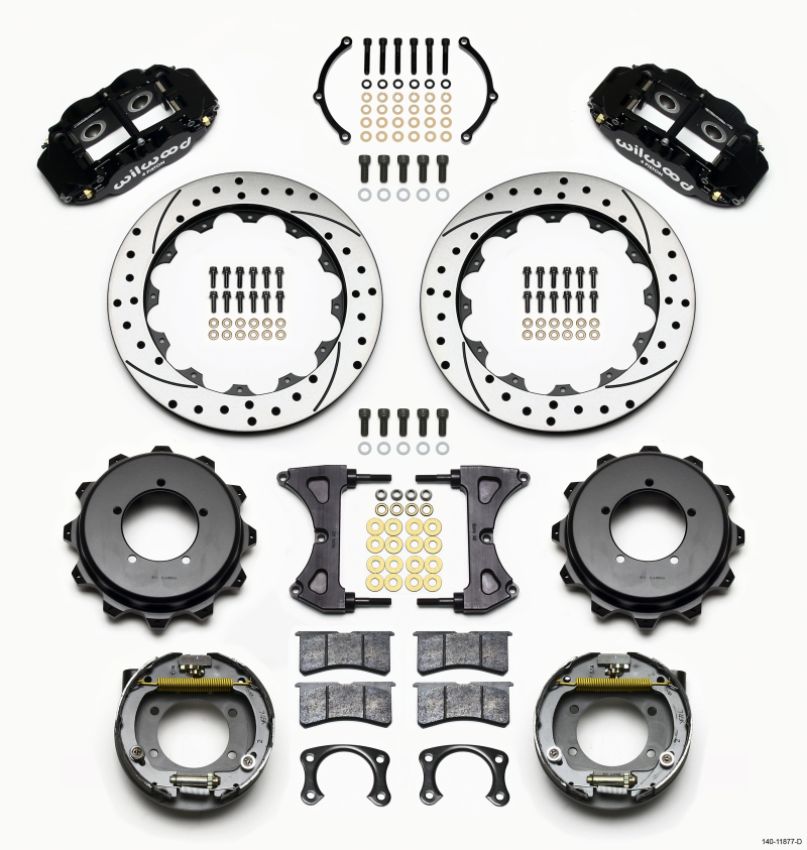 Wilwood 140-11877-D Narrow Superlite 4R Rear Kit 12.88in Drilled Speedway Eng Floater w/ New Style End