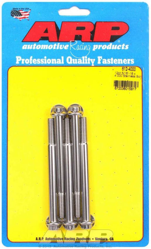 ARP ARP612-4000 S/S Bolt Kit - 12pt. (5) 5/16-18 x 4.000