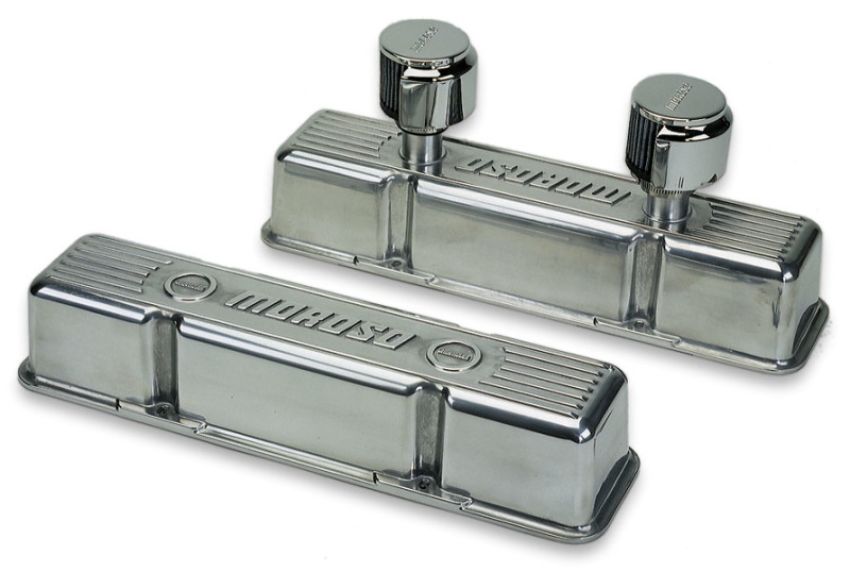 Moroso 68370 Chevrolet Small Block Valve Cover - 1 Cover w/2 Breathers - Polished Aluminum - Pair