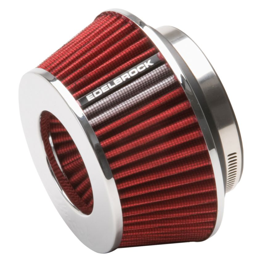 EDELBROCK EDE43611 Pro-Flo Air Filter Cone 3.70 Tall Red/Chrome
