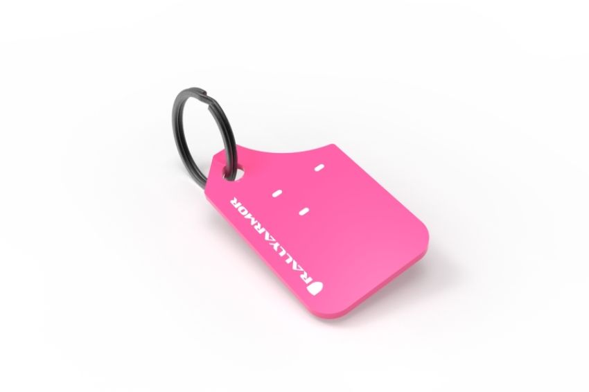 Rally Armor RAKEYCHNPK Pink Key Chain White Logo