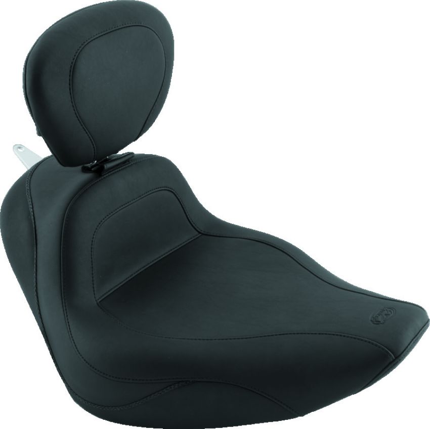 Mustang Motorcycle 79534 Mustang 06-17 Harley Softail Wide Tire (200mm) Sport Touring Solo Seat w/Driver Backrest - Black