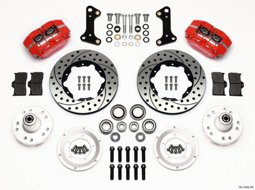 Wilwood 140-13202-DR Dynapro Dust-Boot Front Kit 11.00in Drilled Red 67-69 Camaro 64-72 Nova Chevelle