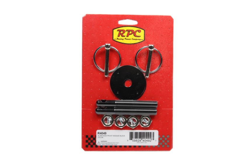 RACING POWER CO-PACKAGED RPCR4049 Aluminum Hood Pin Kit Black