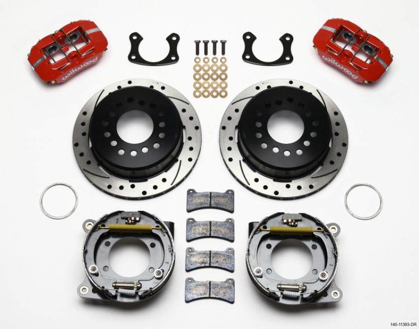 Wilwood 140-11393-DR Dynapro Low-Profile 11.00in P-Brake Kit Drill-Red Small Ford 2.66in Offset