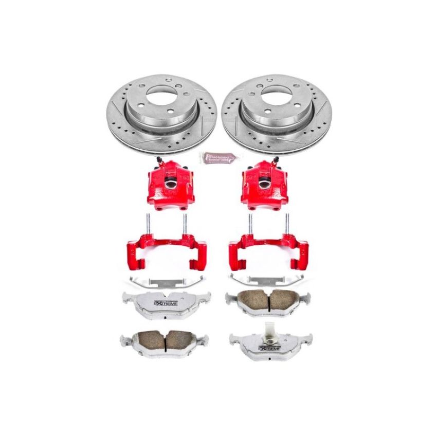 PowerStop KC2980-26 Z26 Street Performance Ceramic Brake Pad, Drilled Slotted Rotor, and Caliper Kit