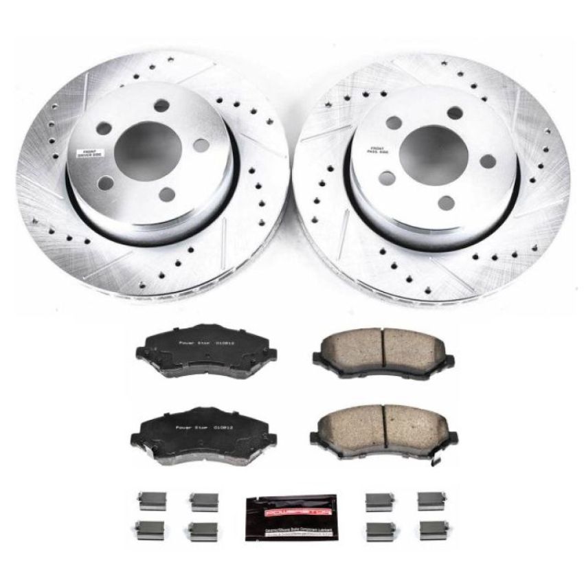 PowerStop K1631 Z23 Daily Driver Carbon-Fiber Ceramic Brake Pad and Drilled & Slotted Rotor Kit