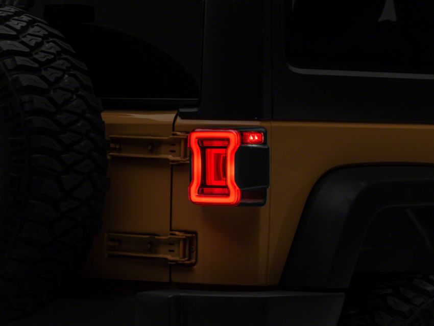 Raxiom J164242 07-18 Jeep Wrangler JK Axial Series JL Style LED Tail Lights- BlkHousing- Red Lens