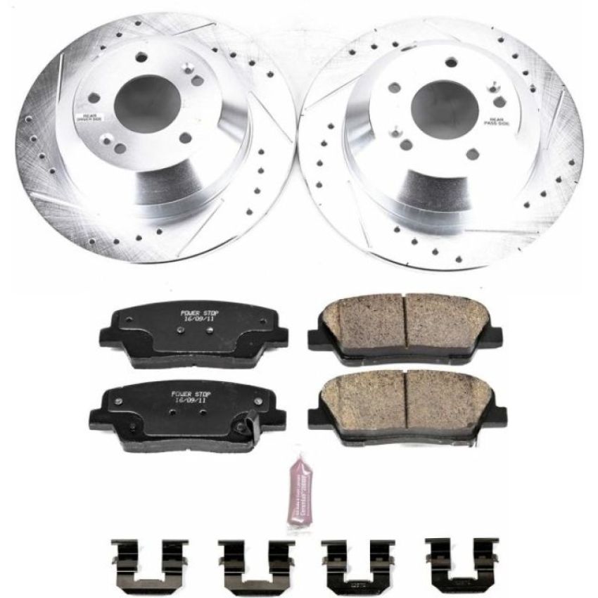 PowerStop K7062 Z23 Daily Driver Carbon-Fiber Ceramic Brake Pad and Drilled & Slotted Rotor Kit