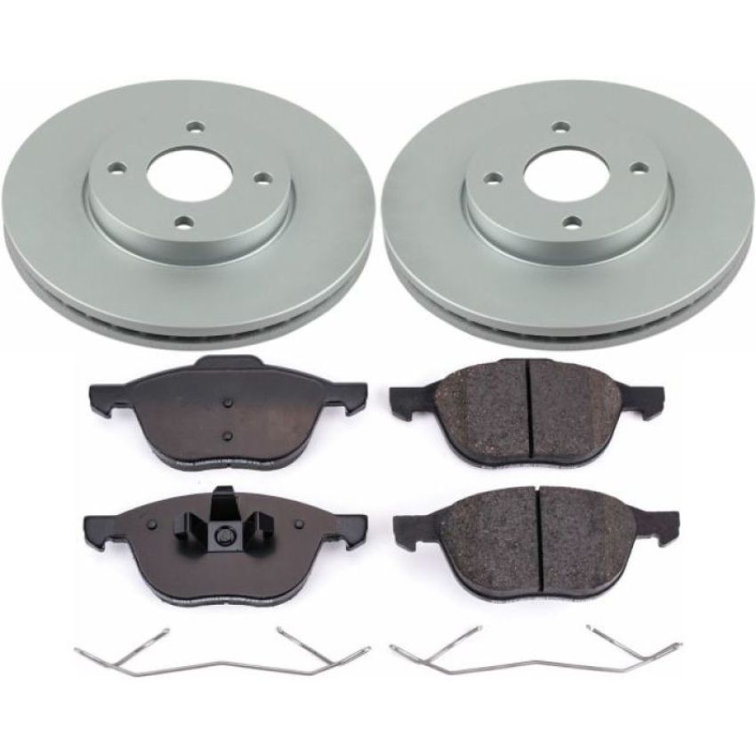 PowerStop CRK1377 Genuine Geomet Coated Rotor and Low-Dust Ceramic Brake Pad Kit