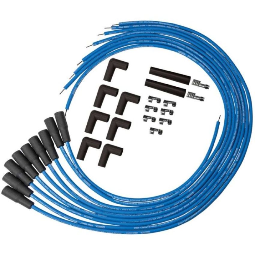 Moroso 73210 Universal Ignition Wire Set - Blue Max - Spiral Core - Unsleeved - 90 Degree - Blue