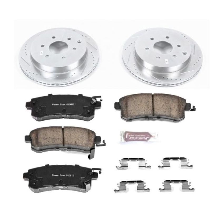 PowerStop K6323 Z23 Daily Driver Carbon-Fiber Ceramic Brake Pad and Drilled & Slotted Rotor Kit