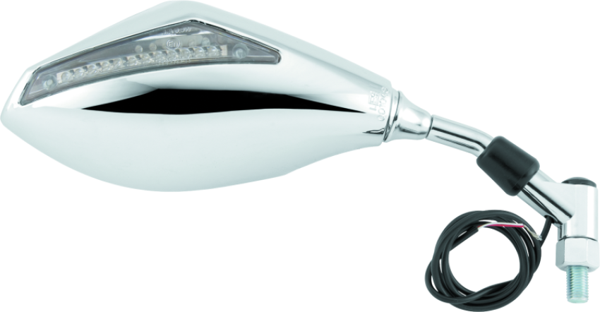 BikeMaster 600298 Universal Mirror with Integrated Turn Signals 10mm - Pair - Chrome