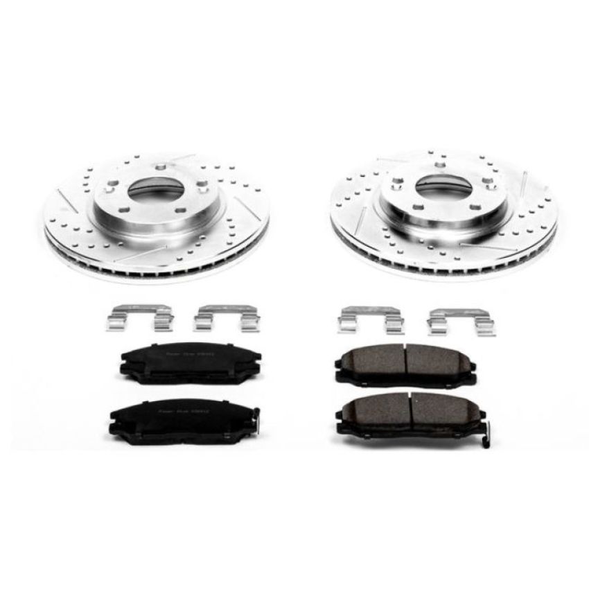 PowerStop K5251 Z23 Daily Driver Carbon-Fiber Ceramic Brake Pad and Drilled & Slotted Rotor Kit
