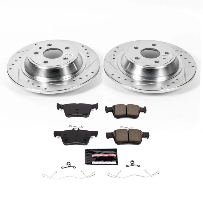PowerStop K8533 Z23 Daily Driver Carbon-Fiber Ceramic Brake Pad and Drilled & Slotted Rotor Kit