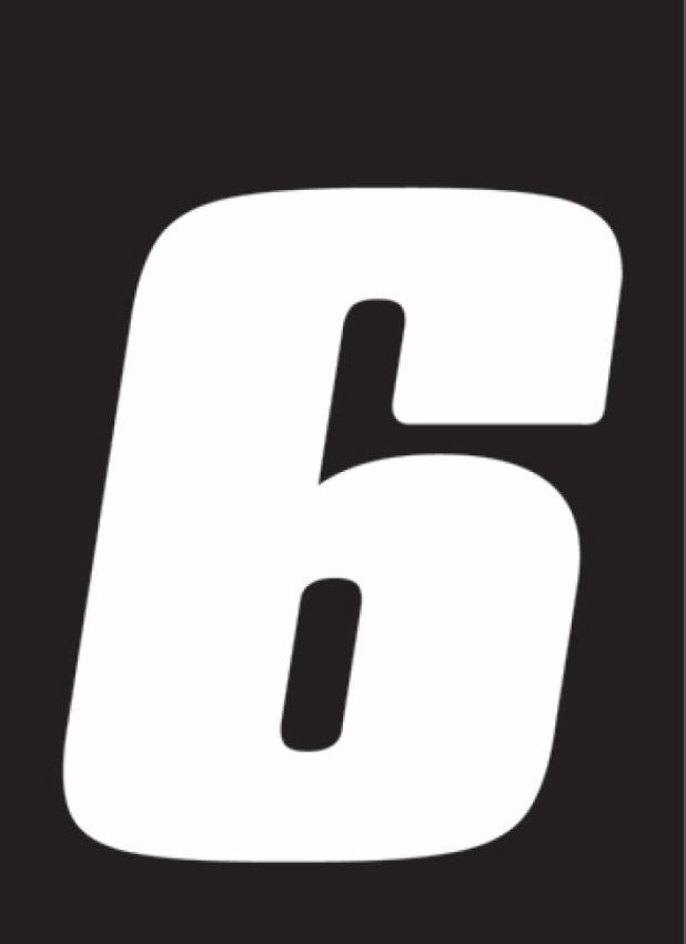 Hardline DD43W-6 Dirt Digits 3pk 4 in. - High Gloss Number 6 - White