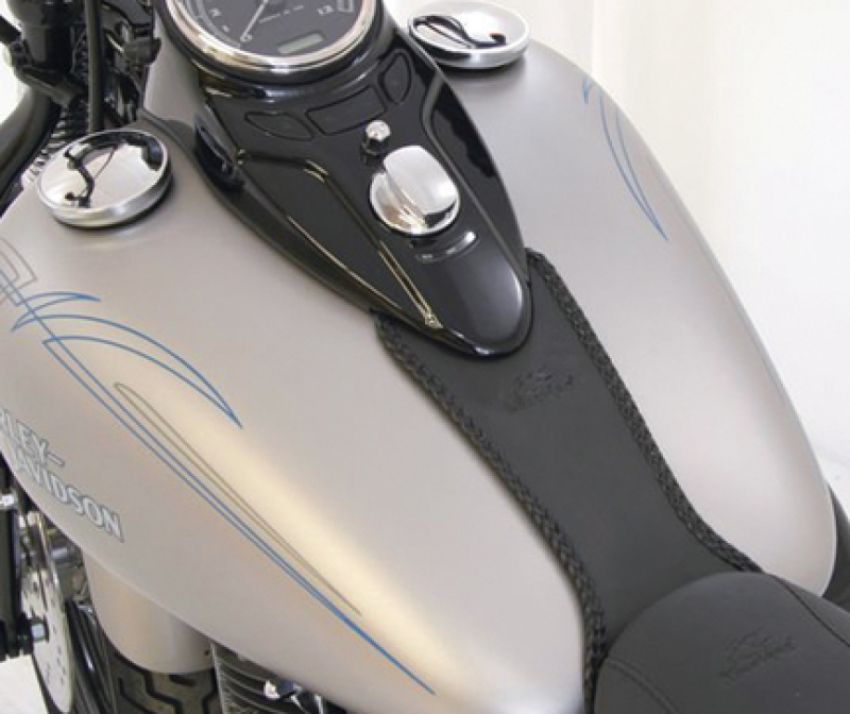 Mustang Motorcycle 93217 Mustang 08-13 Harley FLSTB,09-15 FLSTBC Softail Tank Bib - Black