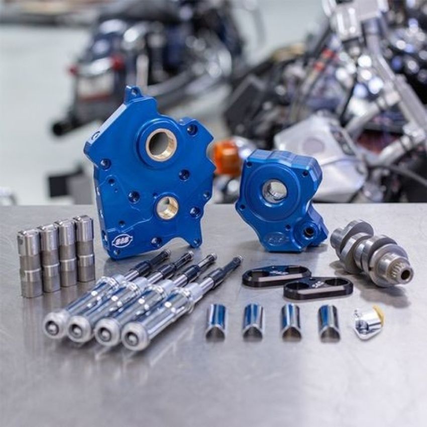 S&S Cycle 310-0999B 2017+ Water Cooled M8 Models Chain Drive 465C Cam Chest Kit w/ Chrome Pushrod Tubes