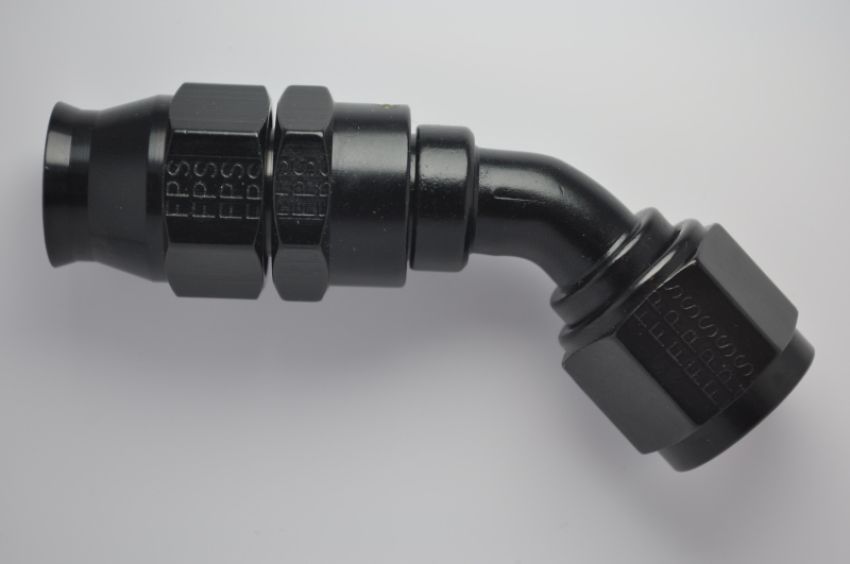 FRAGOLA FRG684506-BL Hose Fitting #6 45 Deg PTFE Black