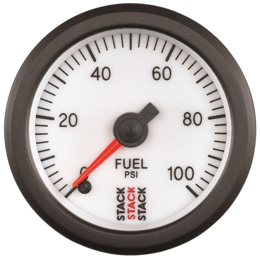 AutoMeter ST3356 Stack 52mm 0-100 PSI 1/8in NPTF Male Pro Stepper Motor Fuel Pressure Gauge - White