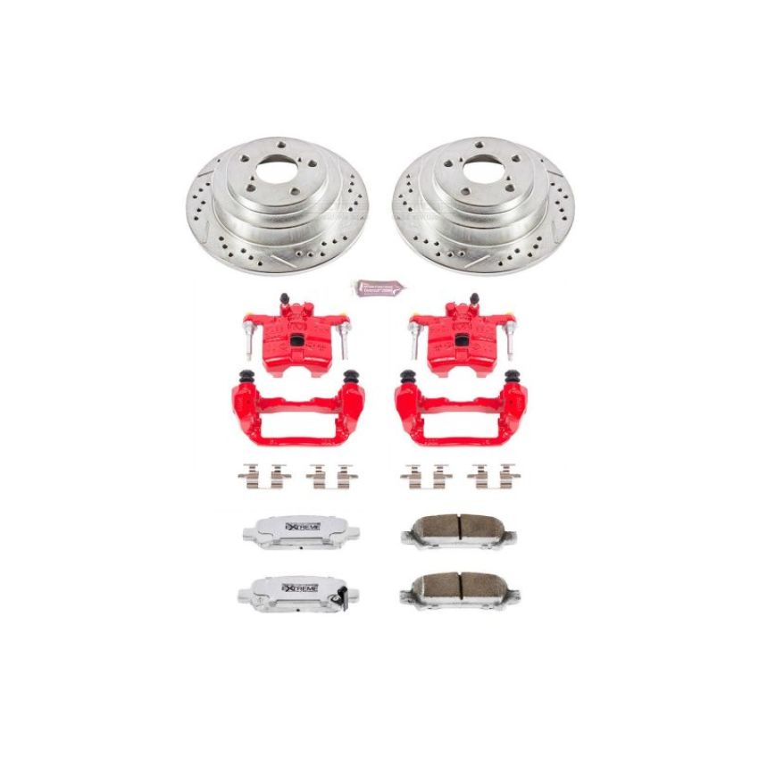 PowerStop KC449-26 Z26 Street Performance Ceramic Brake Pad, Drilled Slotted Rotor, and Caliper Kit