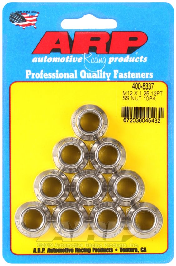 ARP 400-8337 M12 x 1.25 M14 WR 12pt Nut Kit - 10 Pack