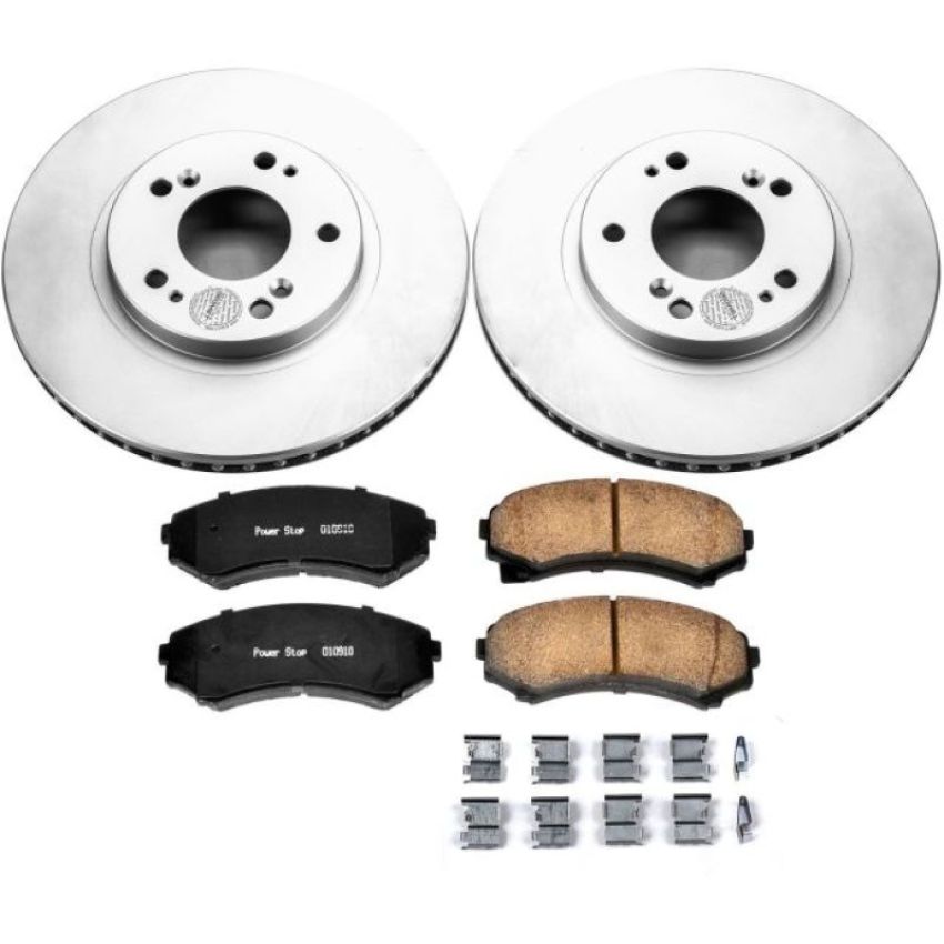 PowerStop CRK5258 Genuine Geomet Coated Rotor and Low-Dust Ceramic Brake Pad Kit