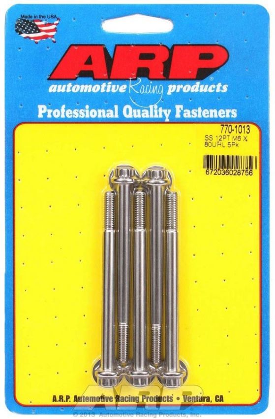 ARP ARP770-1013 S/S Bolt Kit - 12pt. (5) 6mm x 1.00 x 80