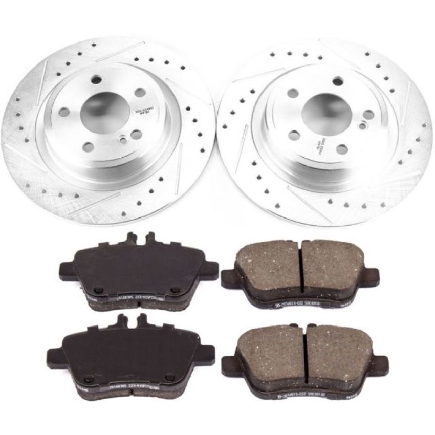 PowerStop K6895 Z23 Daily Driver Carbon-Fiber Ceramic Brake Pad and Drilled & Slotted Rotor Kit