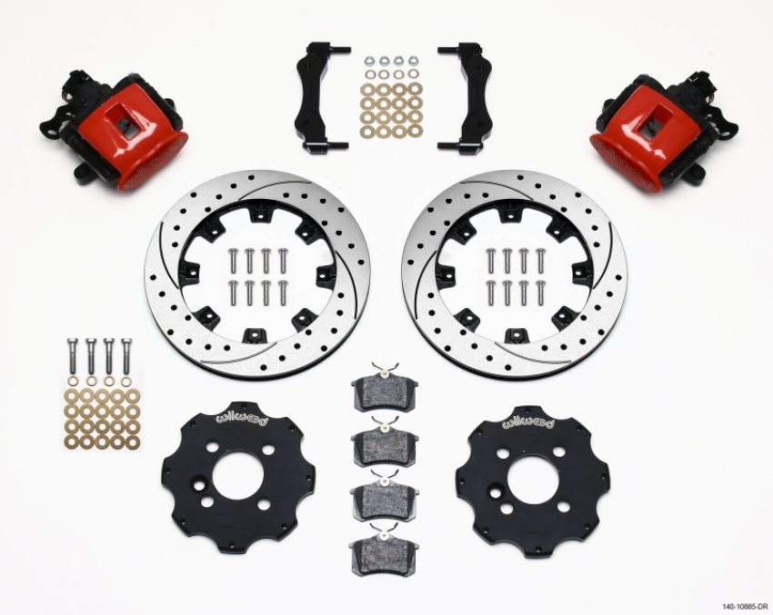 Wilwood 140-10885-DR Combination Parking Brake Rear Kit 11.75in Drilled Red Mini Cooper