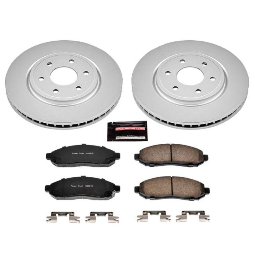PowerStop CRK142 Genuine Geomet Coated Rotor and Low-Dust Ceramic Brake Pad Kit