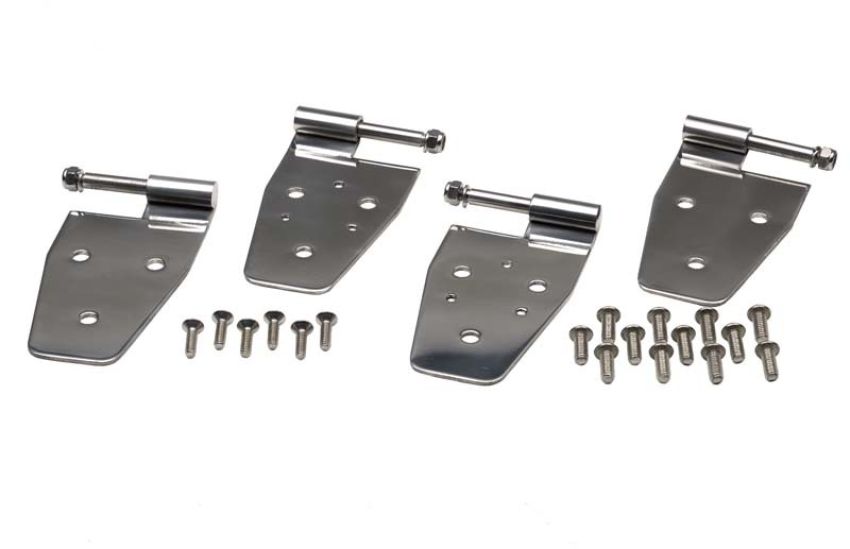 Kentrol 30441 87-95 Jeep Wrangler YJ Door Hinge Set 4 Pieces - Polished Silver