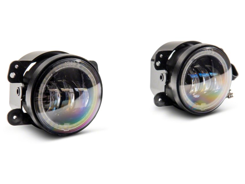 Raxiom J142667 07-18 Jeep Wrangler JK Axial Series 4-In LED Devil Eyes Fog Lights w/ Halo