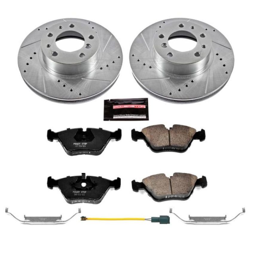PowerStop K7331 Z23 Daily Driver Carbon-Fiber Ceramic Brake Pad and Drilled & Slotted Rotor Kit
