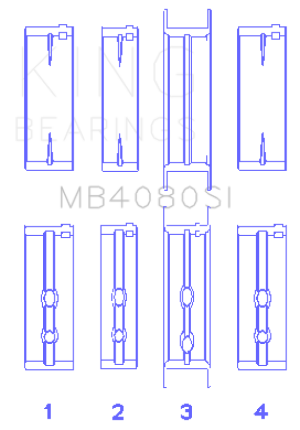 King Engine Bearings MB4080SI0.75 Gmc 2.8L/3.4L V6 173Ci/207Ci (Size +0.75mm) Main Bearing Set