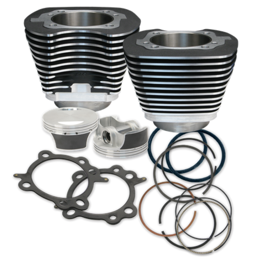 S&S Cycle 910-0206 07-17 BT 106in Big Bore Cylinder Kit - Wrinkle Black