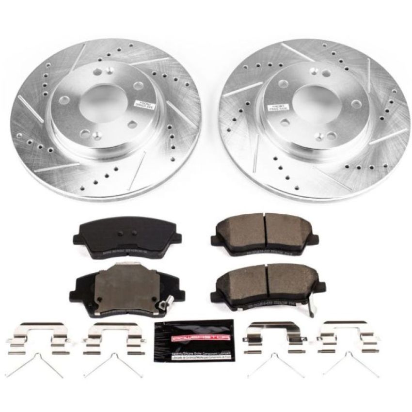 PowerStop K7893 Z23 Daily Driver Carbon-Fiber Ceramic Brake Pad and Drilled & Slotted Rotor Kit