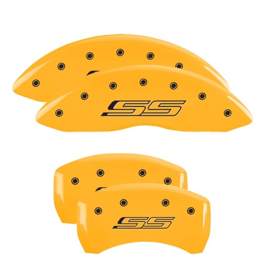 MGP 4 Caliper Covers Engraved Front & Rear Gen 5/SS Yellow finish black ch