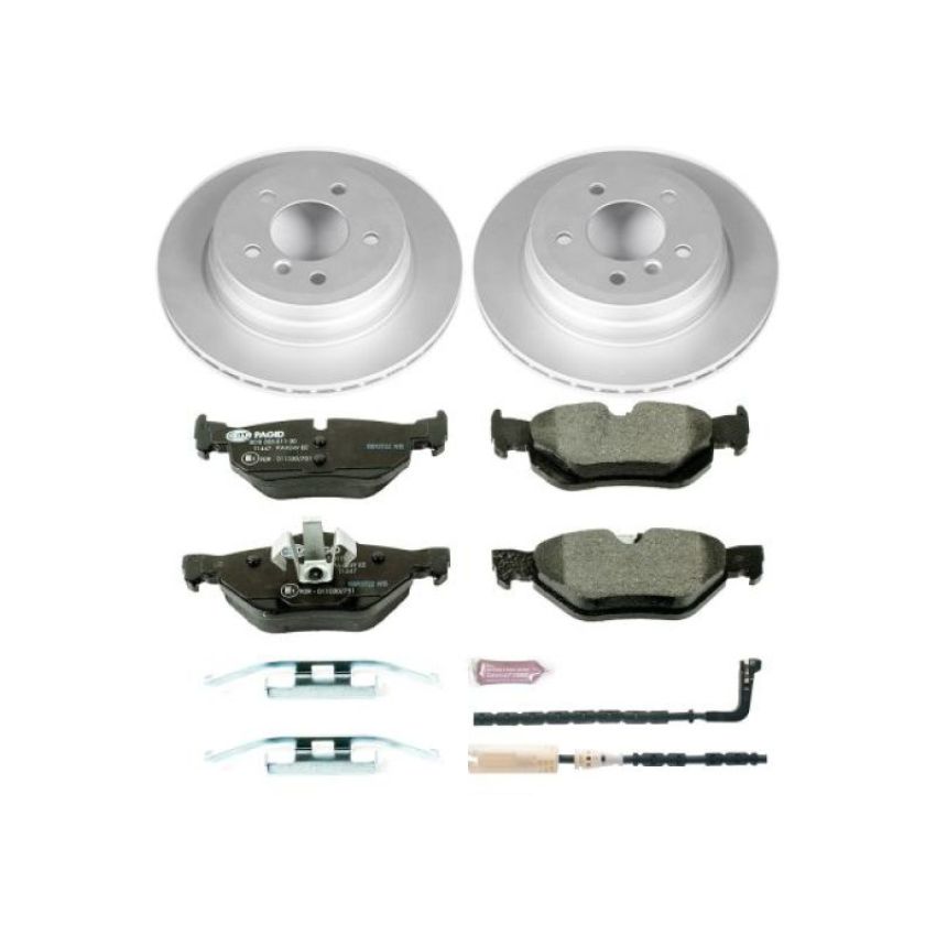 PowerStop ESK3002 Genuine Geomet Coated Rotors, ECE-R90 Brake Pads + Hardware Kit