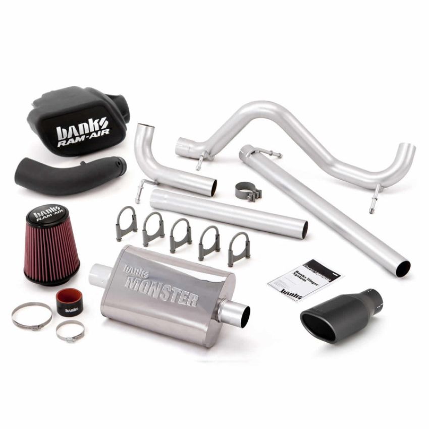 Banks Power 51340-B 07-11 Jeep 3.8L Wrangler - 4dr Stinger Sys (no AutoMind) - SS Single Exh w/ Black Tip