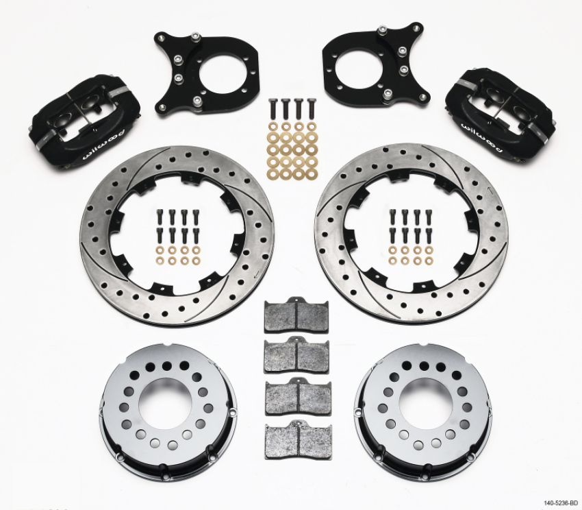 Wilwood 140-5236-BD Forged Dynalite P/S Rear Kit Drilled Rotor Chev 12 Bolt w/Clip Eliminator