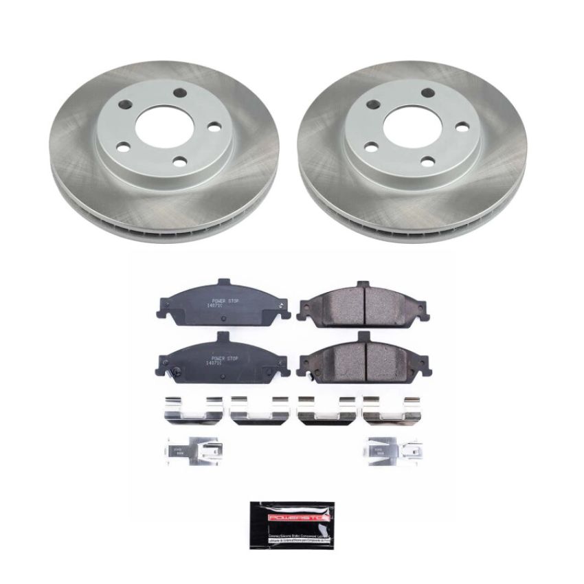 PowerStop SC1551 Semi-Coated Rotor and Low-Dust Ceramic Brake Pad Kit